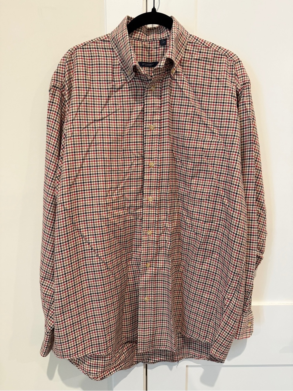 Burberry Vintage Checked Houndstooth Button-Up Shirt Sz Large EUC Preppy Luxury - Picture 11 of 11